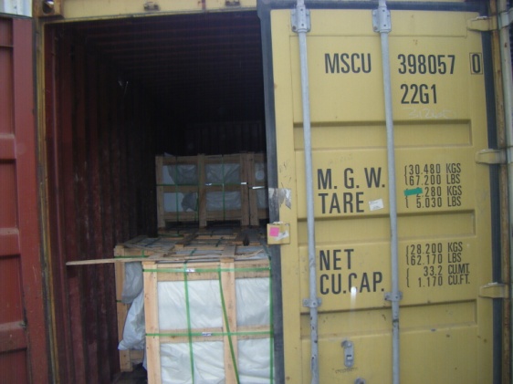 wooden crate load in container