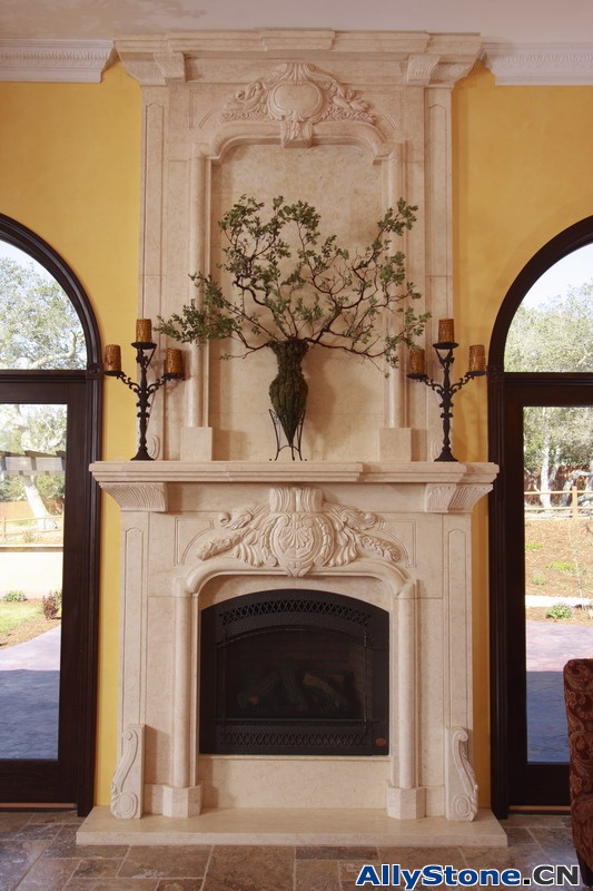 Marble Fireplace and Column