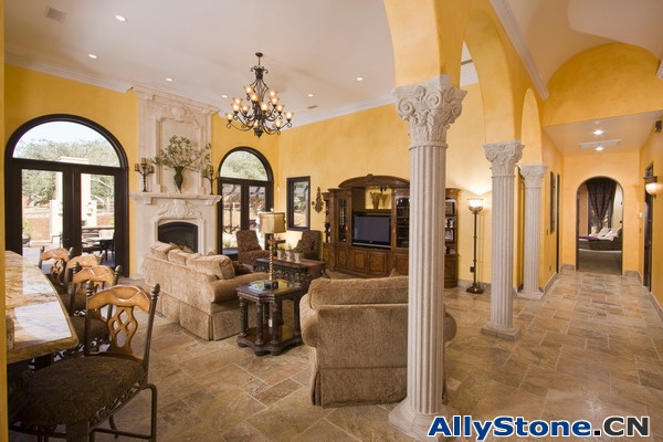 Marble Fireplace and Column